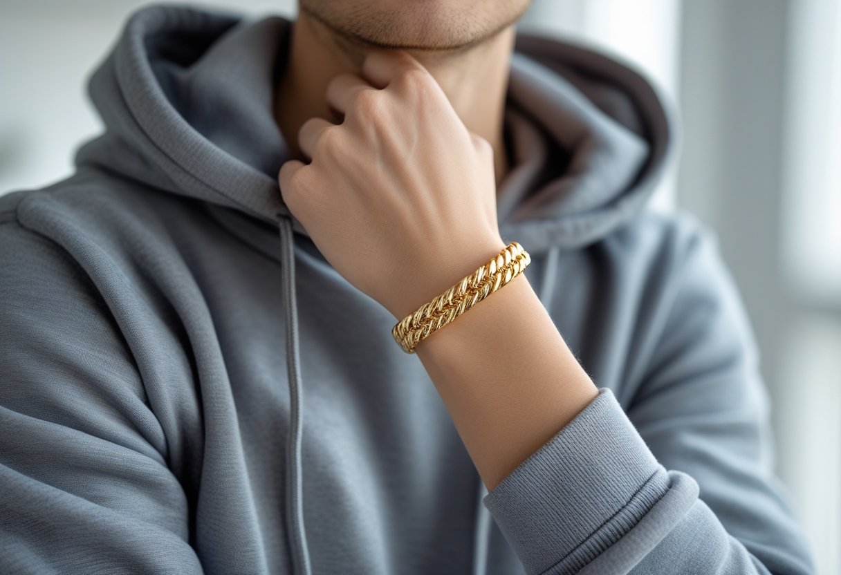 Stilfulde måder at kombinere hættetrøjer med guldarmbånd til alle